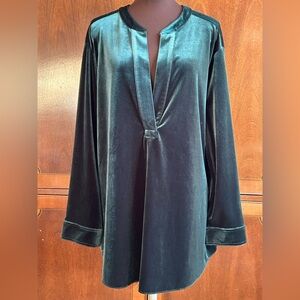 RALPH LAUREN s3X sumptuous velour tunic-LOOKS NEW-rich forest/dark teal color